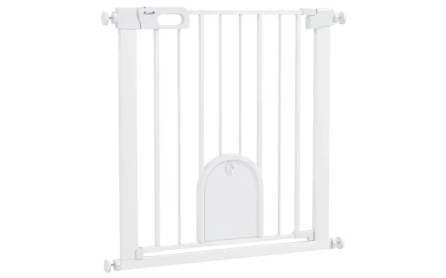 Pawhut Pet Safety Gate Pressure Fit Stair W Small Door - Double Locking