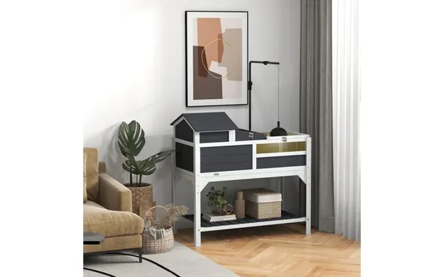 Pawhut Tortoise House W Adjustable Lamp Holder - Openable Lid