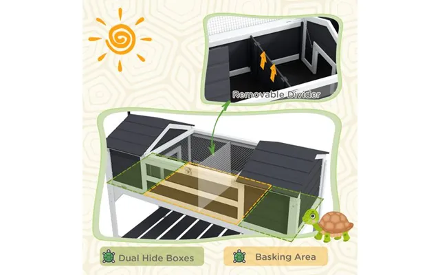 Pawhut Tortoise House W Adjustable Lamp Holder - Openable Lid