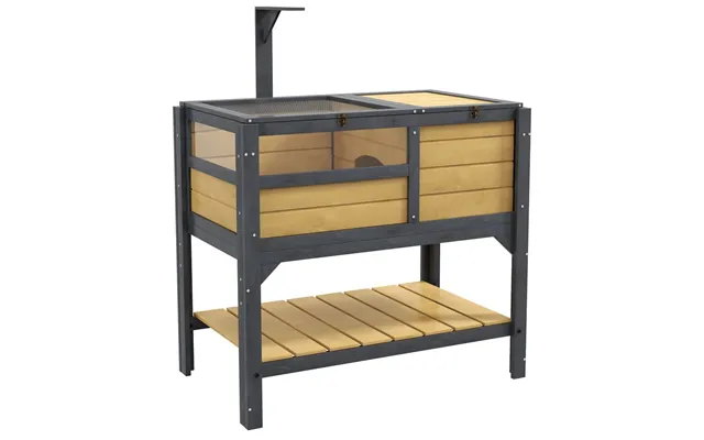 Pawhut Tortoise House With Run, Shelter, Shelf, Lamp Holder - High Quality Wood