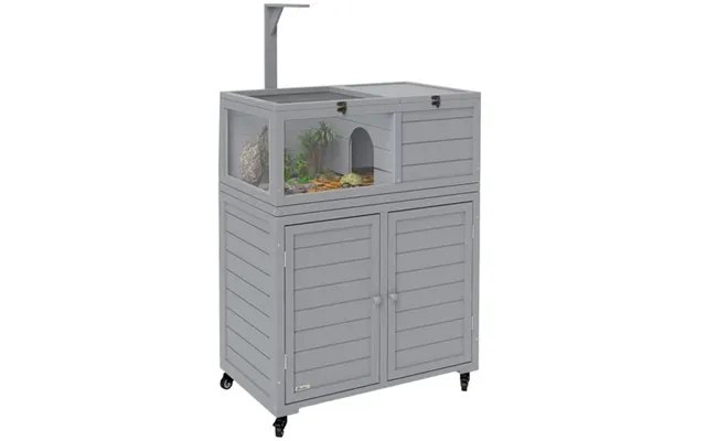 Pawhut Tortoise House With Storage Cabinet - Lamp Holder