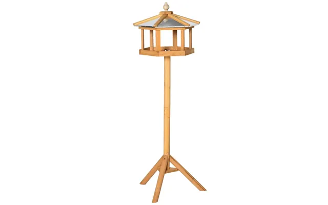 Pawhut Wooden Bird Table Free Standing Feeder Garden Sheltered Feeding Station Parrot Stand Birdhouse 40x113cm
