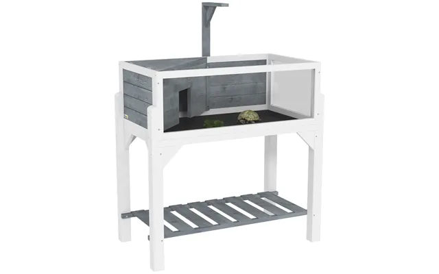 Pawhut Wooden Tortoise House With Storage Shelf - Clear Observation Windows