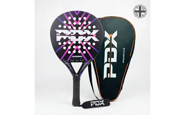 Pdx Aurora Beginner Padel Racket Complimentary Racket Carrier Bag 30% Carbon 70% Fibreglass 355g Round Control