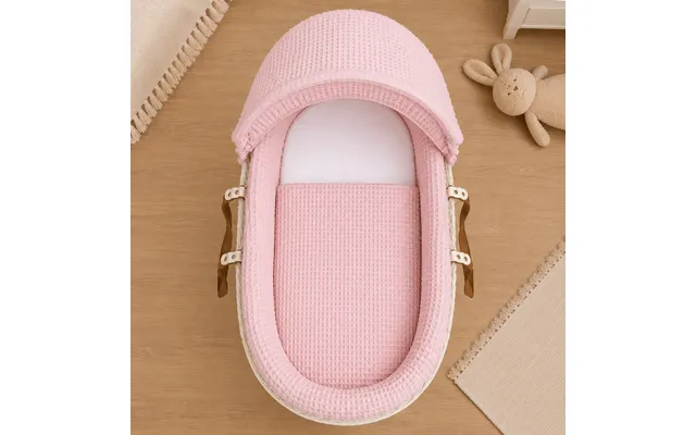 Pink Waffle Moses Basket Bedding Set