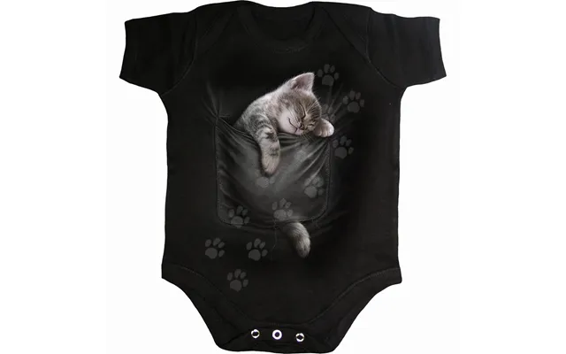 Pocket Kitten - Baby Sleepsuit Black