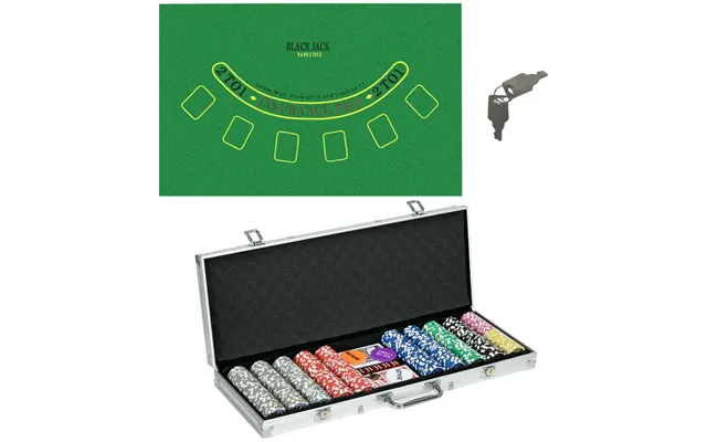 Poker Chip Set - 500-piece With Mat, Case & Cards
