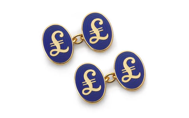 Pound Sterling Chain Cufflinks In Blue & Gold
