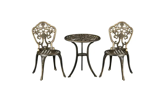 Premium 3-piece Cast Aluminium Bistro Set With Parasol Hole - Perfect For Balcony Or Patio product image
