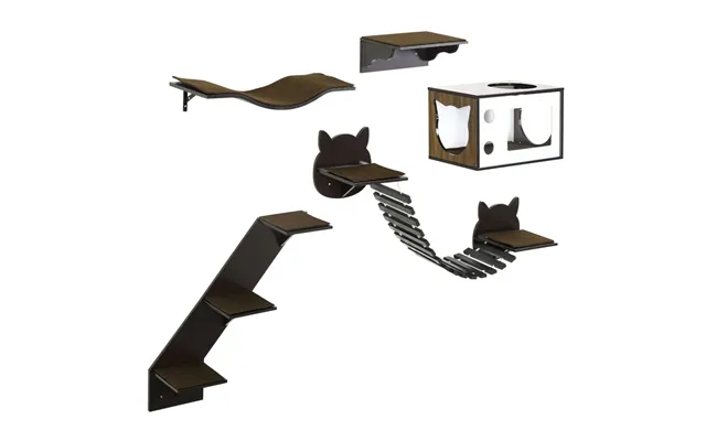 Premium 5-piece Cat Wall Shelves W Curved Platform - Cat House