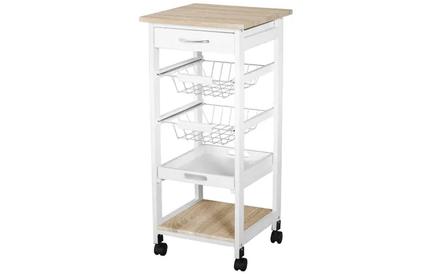 Premium 5-tier Mdf Wood Kitchen Cart Sleek White Design Ample Storage Space Easy Mobility product image