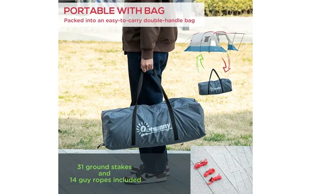 Premium 6-8 Person Tunnel Tent - Blue Waterproof, Spacious, Easy Setup product image
