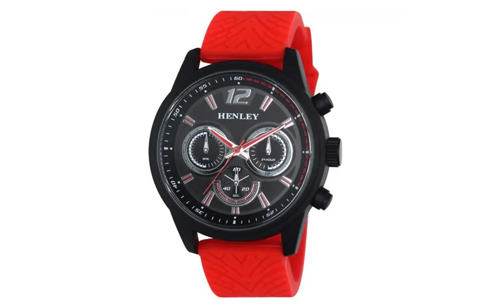 Premium Black Silicone Strap Sports Watch For Men. Henley H02216