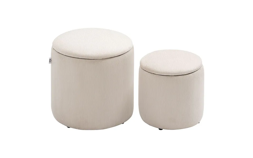 Premium Corduroy Storage Ottomans - Set Of 2