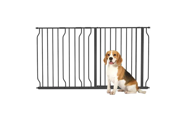 Premium Expandable Pet Safety Gate With Door - Pressure Fit, 75-145cm Width, Black