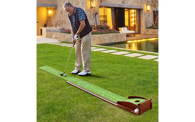 Premium Golf Putting Mat Practice Training Aid Auto Ball Return Indoor Putting Green - Green