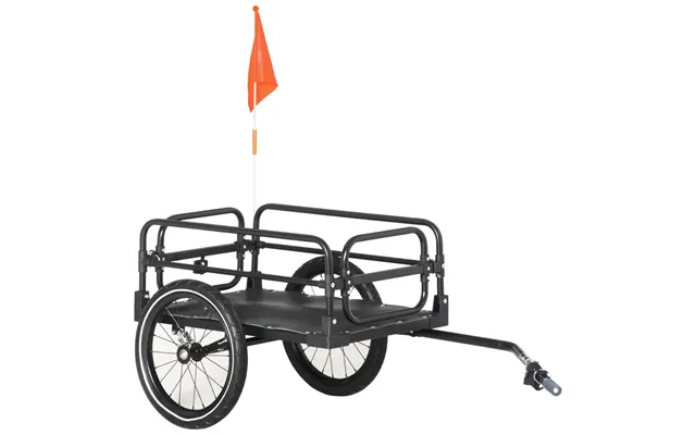 Premium Homcom Bike Trailer Wagon With Suspension, 2 Wheels - Durable, Foldable, Black