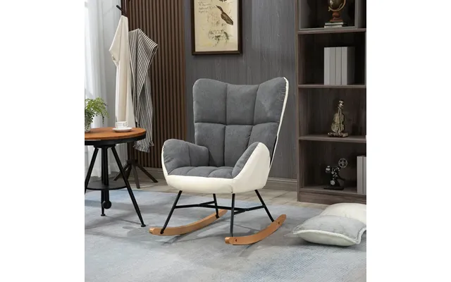 Premium Homcom Rocking Chair - Nursery, Upholstered, Grey Cream product image