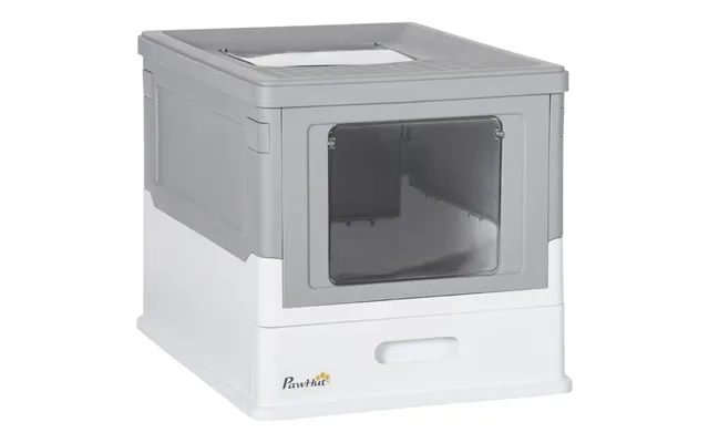 Premium Hooded Cat Litter Box With Scoop - Portable, Privacy, Grey