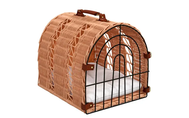 Premium Organic Wicker Cat Basket Comfy Mat Handle Perfect For Traveling With Kittens