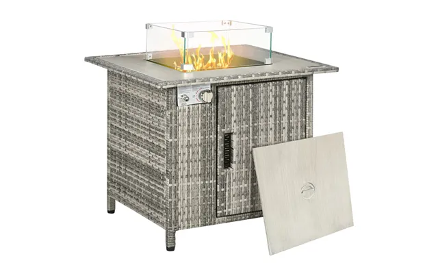 Premium Outsunny Gas Fire Pit Table Rain Cover - Windscreen & Lava Stone 50,000 Btu