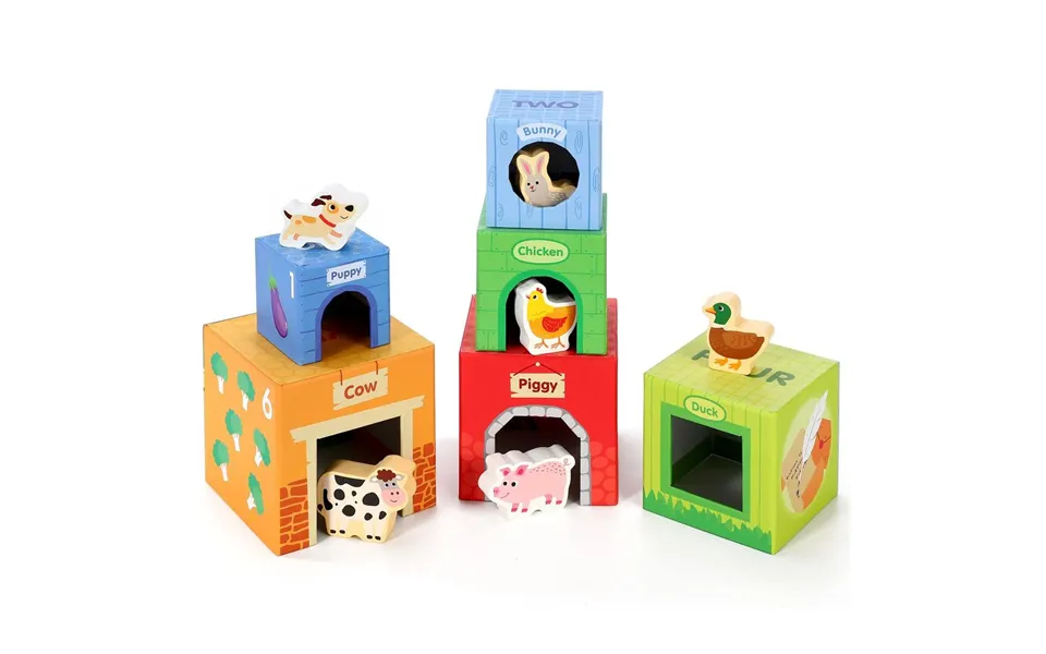 Premium Soka Farm Stacking Cubes - Early Learning, Counting, Colors, Animals