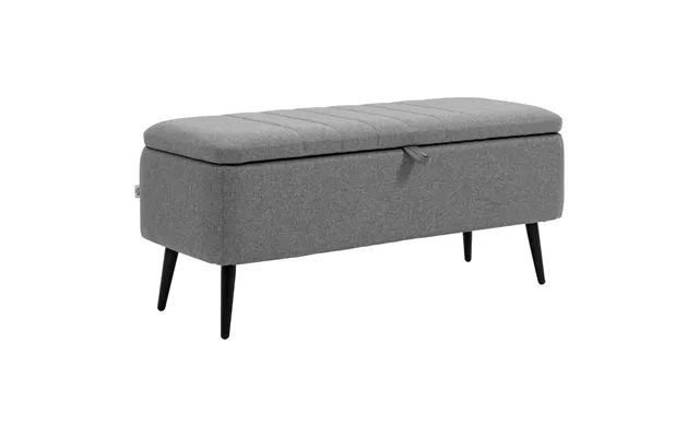 Premium Storage Ottoman, Grey Linen Fabric, Steel Legs - High-quality & Versatile Footstool Bench