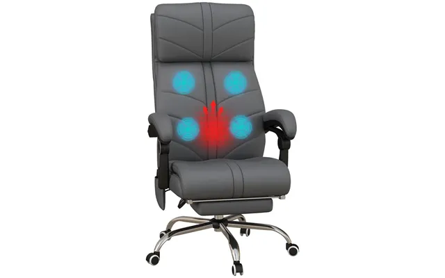Premium Vinsetto Vibration Massage Office Chair With Heat & Footrest - Grey