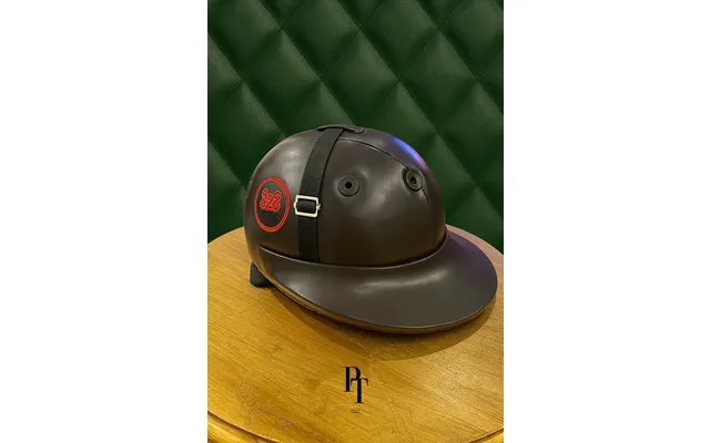 Pro Leather Helmet Brown Leather With Black Strap - Dark Brown M