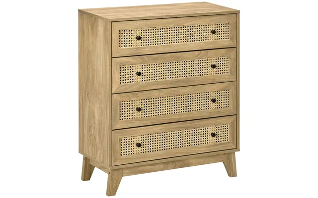 Rattan Chest Of Drawers 4-drawer Dresser Storage Cabinet Bedroom - Wood Effect product image