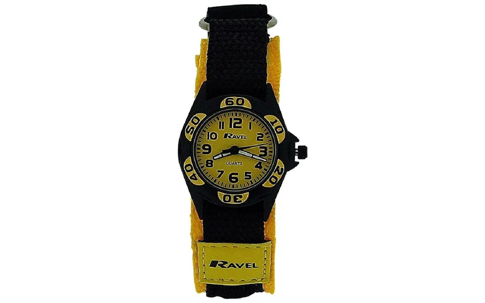 Ravel Children Velcro Nylon Watch Available Multiple Colour & Design R1507 - Black Yellow