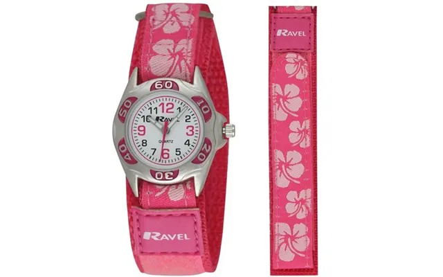 Ravel Children Velcro Nylon Watch Available Multiple Colour & Design R1507 - Pink Sunflower