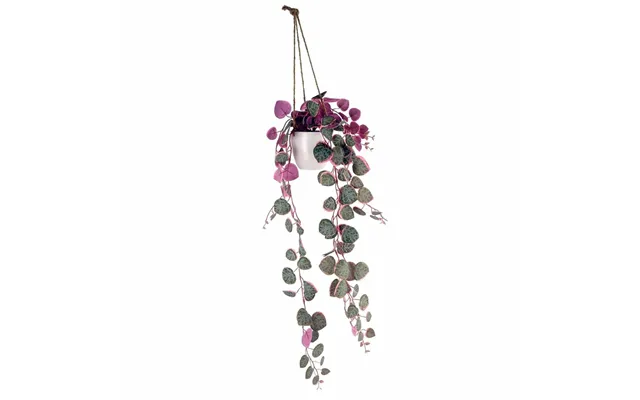 Realistic 90cm Artificial Potted Trailing Hanging Pink Plant - String Of Hearts