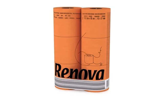 Renova 6 Rolls 3 Ply Soft Colour Toilet Loo Bathroom Tissue Paper Rolls - Orange