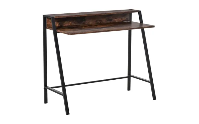 Rustic Brown Writing Desk Computer Workstation Storage Shelf