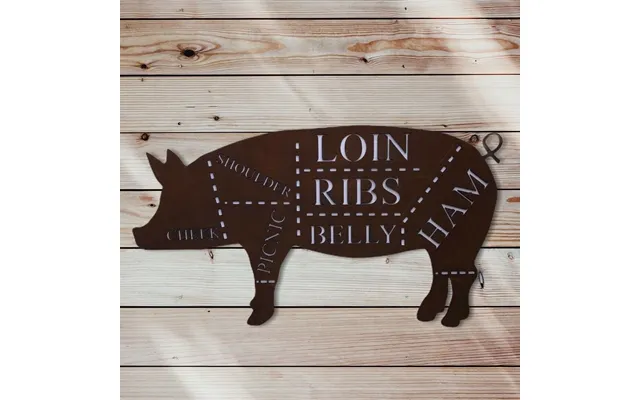 Rustic Metal Pig Sign For Home, Kitchen, Office, Shop, Pub, Cafe, Bar, Garden - 52cm X 29cm