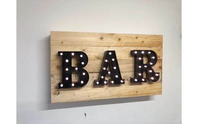 Rustic Wooden Drop Down Bar With Light Up Sign - Black