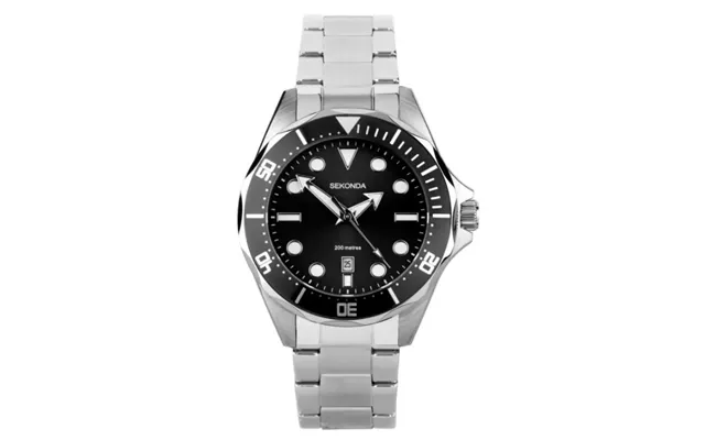 Sekonda Mens Basic Fashion Dated 43mm Black Dial Stainless Steel Bracelet Watch 30095