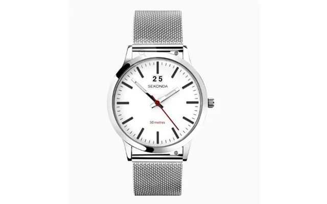 Sekonda Mens Fashion Dated 40mm 5atm White Dial Silver Mesh Bracelet Watch 1940