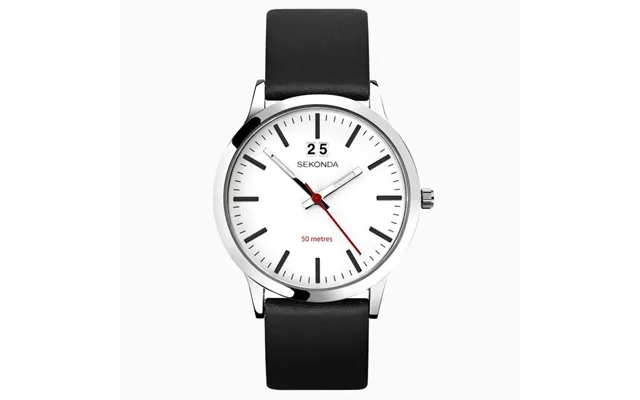 Sekonda Mens Nordic Fashion Dated White Dial Black Leather Watch