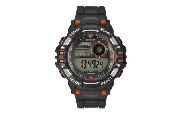 Sekonda Mens Sports Chronograph 50m Water Resistance Digital Black Rubber Strap Watch