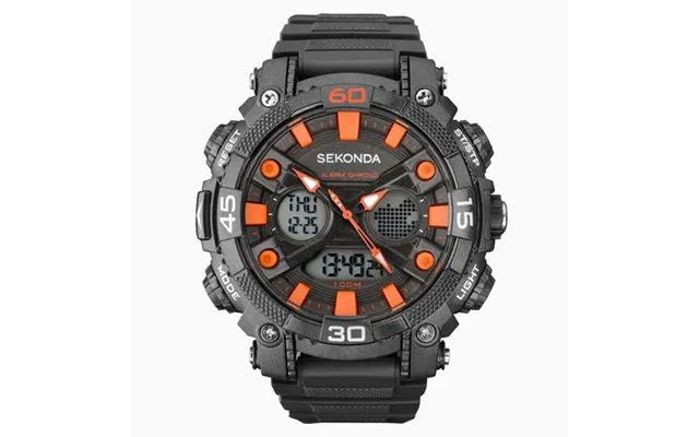Sekonda Mens Sports Duel Time Black Dial & Rubber Strap Watch-1037