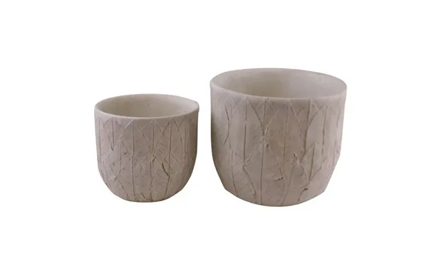 Set Of 2 Cement Embossed Leaf Planters
