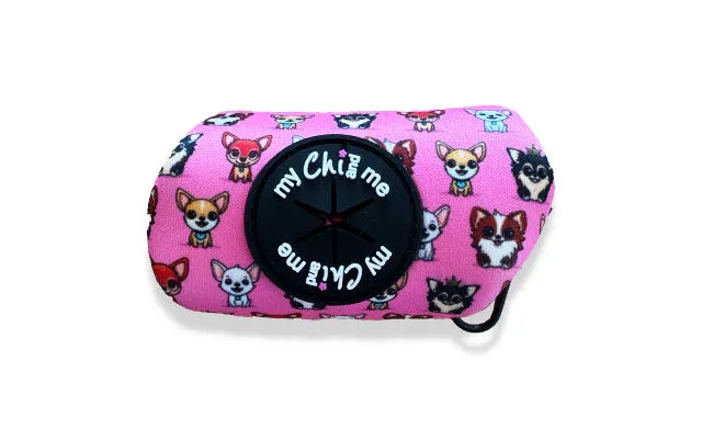 Signature Pink Chihuahua Print Exclusive Designer Poop Bag Holder By My Chi And Me - One Size