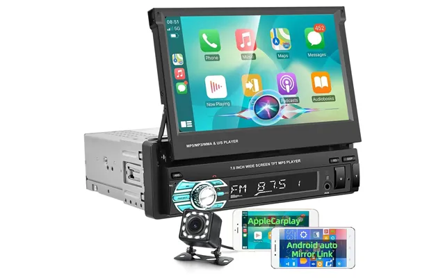 Single Din 7'' Touch Screen Car Stereo W Carplay - Bluetooth