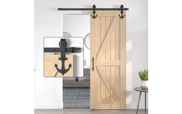 Sliding Barn Door Kit 5ft Heavy Duty Anchor Shaped Black Track Sankeytew