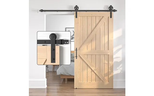 Sliding Barn Door Kit 7.5ft Heavy Duty Large Wheel Black Track Sankeytew