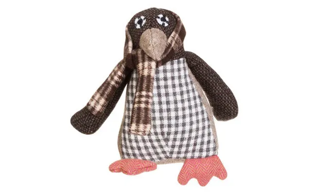 Small Brown Check Penguin Door Stop Bute