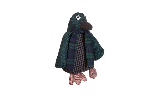 Small Green Check Penguin Door Stop Bute