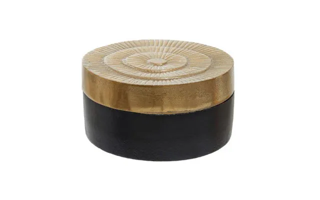 Small Two Toned Black And Gold Round Box Deomali